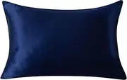 SLPBABY 100% Natural Pure Silk Pillowcase for Hair and Skin, Both Side 19 Momme Silk, Luxury Smooth Satin Pillowcase Cover with Hidden Zipper (Standard(20''x26''), Navy Blue)