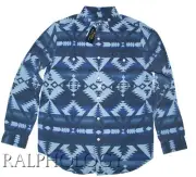 Polo Ralph Lauren Men’s Indigo Blue Southwestern Aztec Chambray Button Shirt NWT