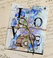 80/pk BLUE FLORAL Retro Scrapbook Accents Ephemera Stickers for Art Junk Journal