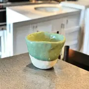 Handmade White/Green Small Mug - New!