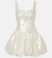[Self-Portrait] Self-Portrait Bridal bow-detail sequined minidress AU 14 white