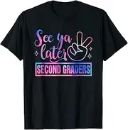 [X.Style] See Ya Later Second 2nd Grade Teacher Last Day of School ds1205 Youth T-Shirt (2XL) Black