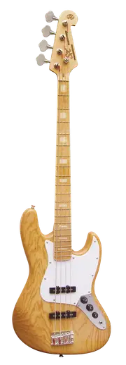 Essex JB Style Bass Guitar Natural Gloss with White Pickguard - Ash Series