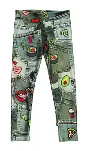 NEW KIDS GIRLS TEREZ MADE IN NYC STRETCH PATCH POCKETS LEGGINGS & GIFT PATCH 5