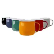 Coloured Enamel Belly Mugs Steel Outdoor Camping Tea Coffee Cup 6 Colours