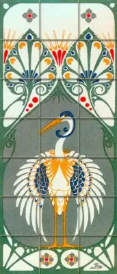 Stork Nature Mural Ceramic Art Nouveau Bath Tile #526