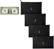 [KISKIB] Cash/Money Pouch/Bag 4 Pack. Waterproof, 7.7 in x 4.5 in, Perfect Size, Travel Pouch/Bag with Cash Icon/Symbol/Dollar/$ Sign. Cash Organizer. Junk Drawer Organizer. Pencil Pouch with Dollar Sign