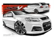 Holden Commodore VF VF SSV WAGON VF SSV WAGON HERON WHITE A3 FRAMED PRINT (HC751