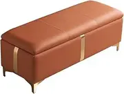 Ottoman Storage Shoe Bench Sofa Bench Bed End Stool Shoe Bench Makeup Bench Long Chair Soft Sofa Bedroom Bed End Stool Foot Rest Stool Seat(Orange,120x45x42cm)