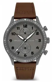 Vincero The Altitude Chronograph Leather Strap Watch, 43mm in Gunmetal/Walnut at Nordstrom One Size