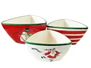Fitz & Floyd Holiday Bowl Set 3 Triangle Nested NEW Christmas Holiday Decor NIB