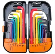Allen Wrench/Hex Key Set SAE/Metric Sizes, Color S2 Heat-Treated Steel, Ball ...