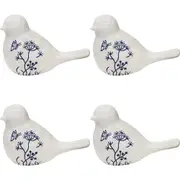 4x LVD Bird Frenchie Blue Decorative Sculpture Home/Lounge Table Decor 15x10cm