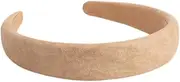 [SXQLYH] Women's Headband Padded Headband Hair Band Soft PU Leather Padded Headbands Vintage Style Hair Band Fashion Comfortable Headbands for Women and Girls (Beige, One)