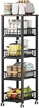 Uptyia Kitchen Cart With Storage and Wheels, 5-Tier Metal Rolling Utility for Fruit and Vegetable Pantry, Potato Onion Basket for Kitchen, Bathroom (Retro)