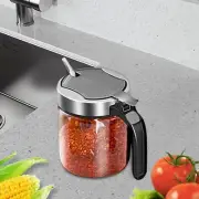 Glass Seasoning Jar with Spoon Kitchen Utensils Spice Dispenser Home Kitchen