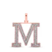10kt Two-tone Gold Mens Round Diamond M Initial Letter Pendant 3/4 Cttw