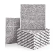 iDEER LIFE Acoustic Foam 12Pcs Sound Absorbing Panels Wall Tiles 3x3 Square (Light Grey)