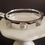 Swarovski Tactic Rhodium Plated Crystal Pave Hinge Bangle NWT Size Medium Gift