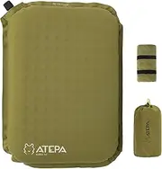 ATEPA Inflatable Seat Cushion Lightweight Self-Inflatable Memory Foam Seat Cushion for Stadium Airplane Trevel, Waterproof Portable Seat Cushion Best for Backpacking Camping Chair Pad, Olive Green