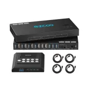4K@60Hz HDMI 2.0 KVM Switch 4x1 for 4PC Share 2 Displays and 4 USB 3.0 Ports ...