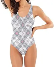 [Joitme] Valentines Day Hearts Checkered Women's One-Piece Swimsuits Trendy, Women Swimwear One-Piece Full Coverage S-XL