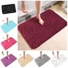 Machine Washable Rose Pattern Floor Mat Square Bathroom Rug Doormat