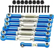Fahgaer RC Pull Rod, Adjustable Metal Aluminum Steering Pull Rod Upgrade Sets with Rod Ends for Slash 2WD 1/10 Blue