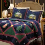 Silent Night Starry Sky Cabin Real Patchwork Quilt Bedding Set,BedspreadCoverlet