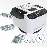 Automatic Card Shuffler & Dealer, 360° Rotating Card Shuffling Machine with 4 Wireless Dealer Buttons, Rechargeable Card Dealing & Shuffling Machine for UNO, Blackjack, Texas Holdem White