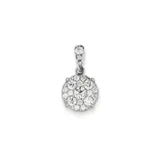 14K White Gold Real Diamond Round Pendant
