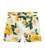 Dolce Gabbana Kids Rose-Printed Shorts 12Y White