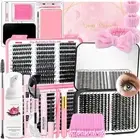 DIY Fluffy Lash Extension Kit 930Pcs D Curl 9-18mm Lash with Lash Bond and Se...