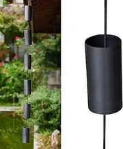 Rain Chain,Garden Rain Cups Chime, Copper Rain Gutter Chains for Eaves Drainage, Outside Rain Chimes Rainwater Collector, Garden Ornament Rain Chains Downspouts, 6 Cups/m/1428(Black)