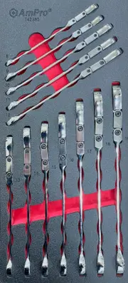 Ampro Double Flex Head Metric Geared Ratcheting Wrench Set 12 Piece TS52385