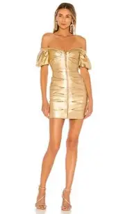 Zoe Mini Dress in Gold by NOOKIE from Revolve Size XS NWT