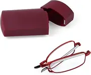 Aolso Foldable Reading Glasses, Blue Light Blocking Glasses, Anti Eyestrain/Glare, Metal Frame Compact Small Portable Glasses with Hard Case, Spring Hinge Readers for Women Men