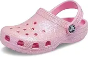 [Crocs] Unisex-Child Classic Glitter Clog, Flamingo, 4 Toddler