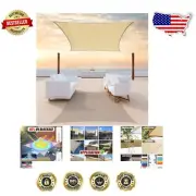 Elegant 6' x 12' Beige Sun Shade Sail - Waterproof, Heavy Duty for Outdoors