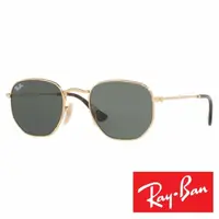 在飛比找momo購物網優惠-【RayBan 雷朋】復古多邊型太陽眼鏡(墨綠金#3548-