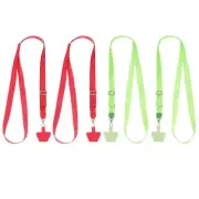 4Pcs Smart Phone Lanyard with 4 Patches, Red/Light Green (73-50cm)