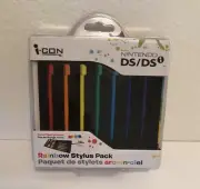 NEW Rainbow Stylus 8 Pack & Travel Case for Nintendo DS DSi i-Con NIP