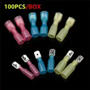 100X 22-10AWG Heat Shrink Male Female Spade Wire Connectors Terminals Set Mixed