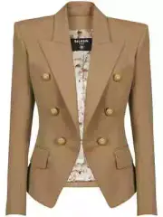 Balmain buttoned double-breasted cotton beige blazer FR 36 US 4 $2,990 NEW