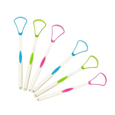 6 Pcs TPR Oral Tongue Scraper Ergonomic Cleaner for Breath Odor Removal