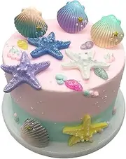 12pcs Sea Creatures Sea Shells Star Conch Cake Topper for Birthday Party Baby Shower Wedding Cake Decorations
