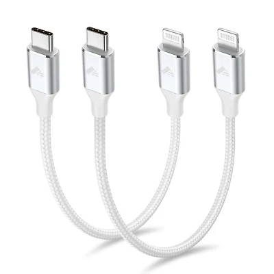 USB C to Lightning Cable, 0.3M 2Pack Short iPhone Charger Cable Apple MFi