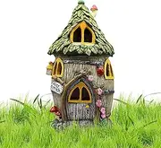 Solar Fairy House - Garden Statues with Solar Light - Outdoor Statues for Yard Lawn Garden Outside Decor, Cottage Decorations, Lawn Ornaments for Patio Zankie