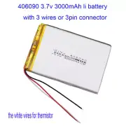 3.7V 3000mAh 11.1Wh Li Battery 406090 NTC 3-Wires Thermistor JST 3pin Connector