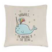 Narwhals The Unicorns Of The Ocean Linen Cushion Cover - Pillow Funny Whale
